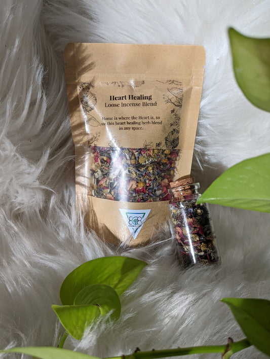 Soothing heart healing loose incense blend for emotional release and self-love rituals