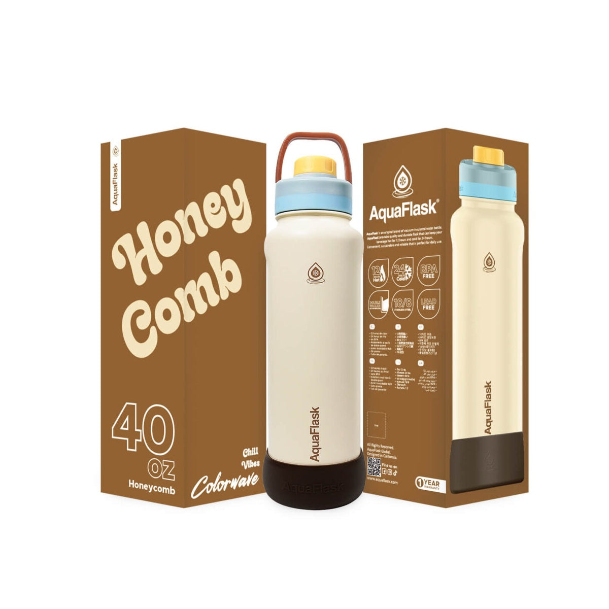 honeycombReusable AquaFlask Colorwave 40oz tumbler in vibrant colour options