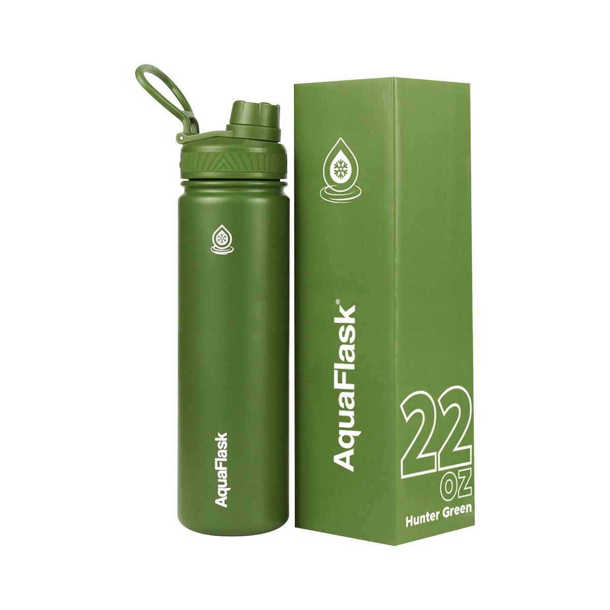 green AquaFlask Original 650ml close-up showing premium stainless steel finish