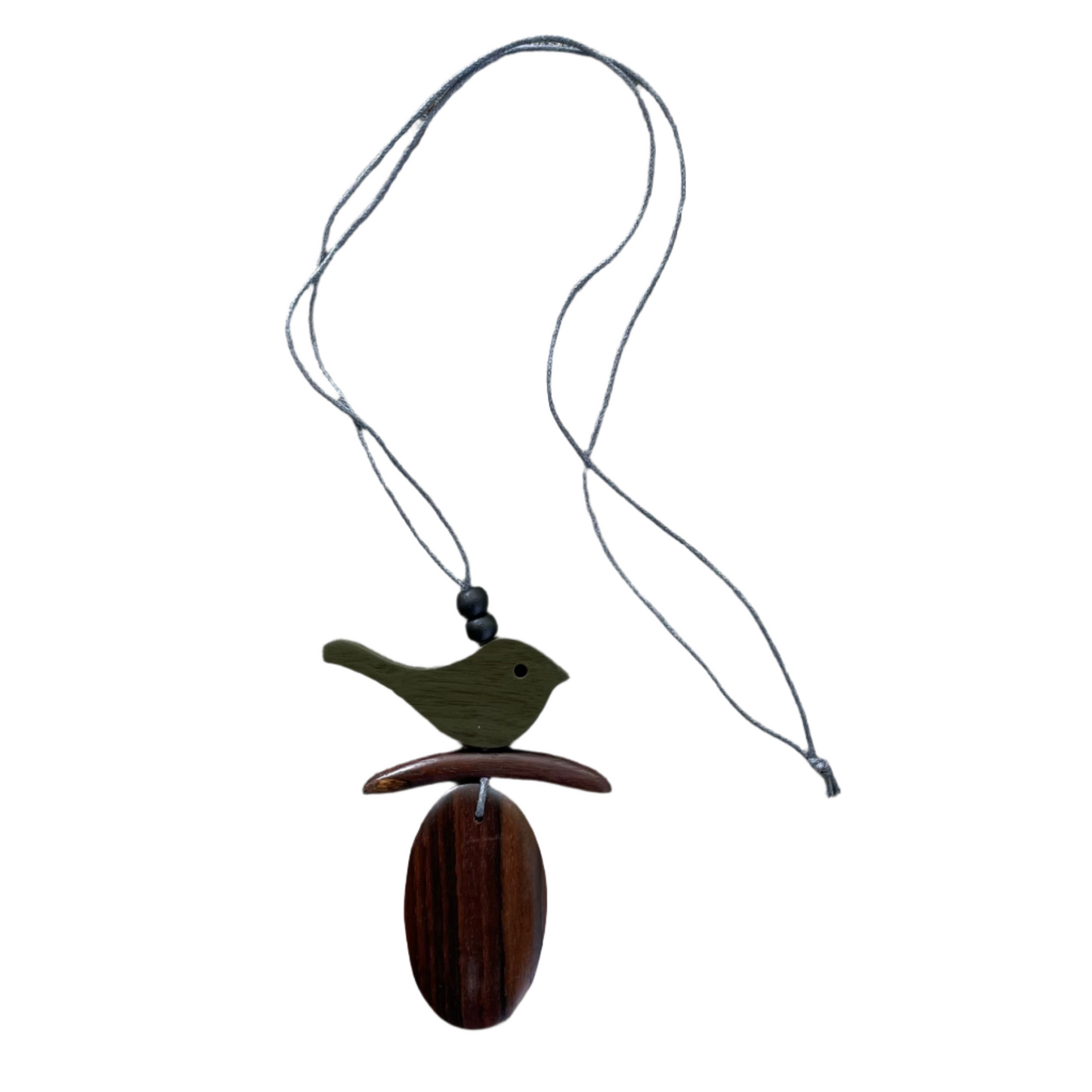 Nature-inspired wood bird pendant necklace bohemian style