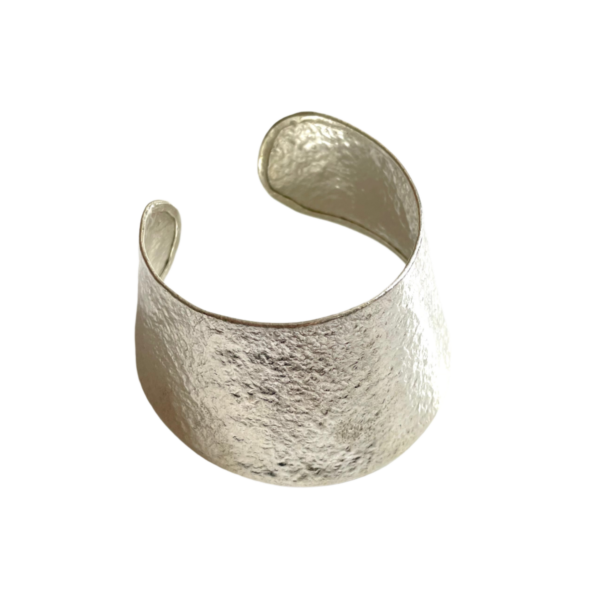 Silver plate wide bangle bracelet Bali handmade artisan
