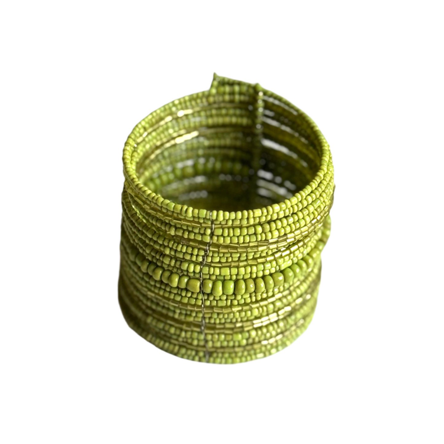 Artisan mixed beaded cuff bracelet colorful boho in green