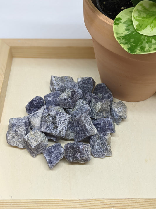 Vision and intuition-enhancing iolite crystal for inner guidance and spiritual clarity
