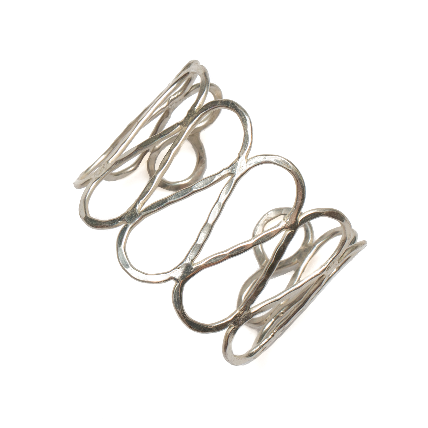 Handmade silver open cuff bracelet minimalist style 