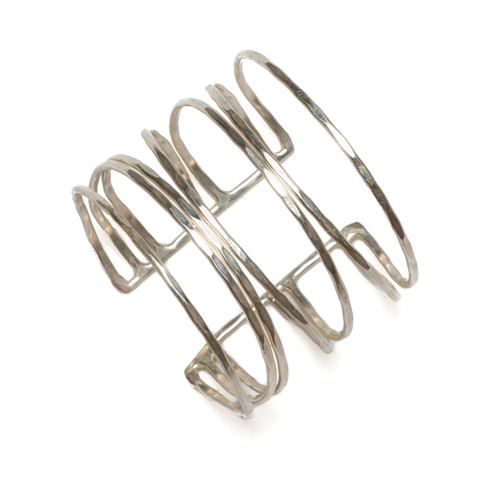 Handmade silver strand cuff bracelet minimalist style