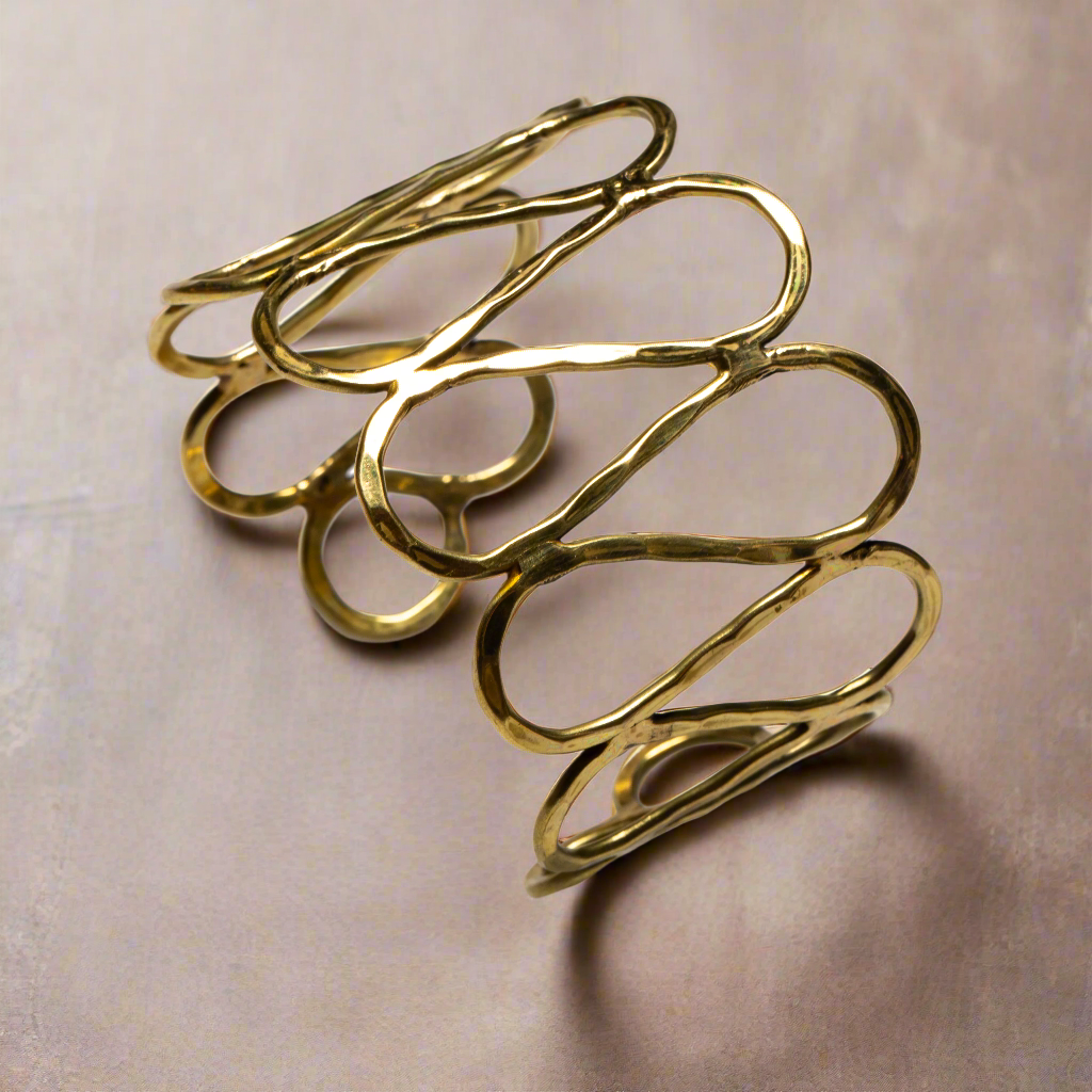 Gold open loop bangle bracelet bohemian artisan jewelry