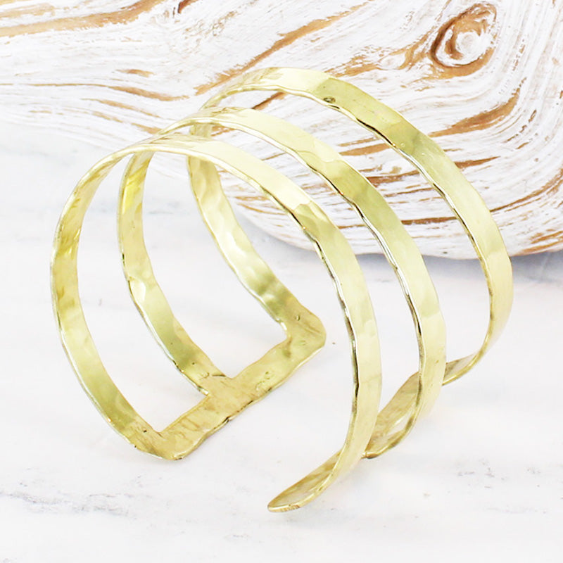 Minimalist gold triple bar bracelet everyday boho style