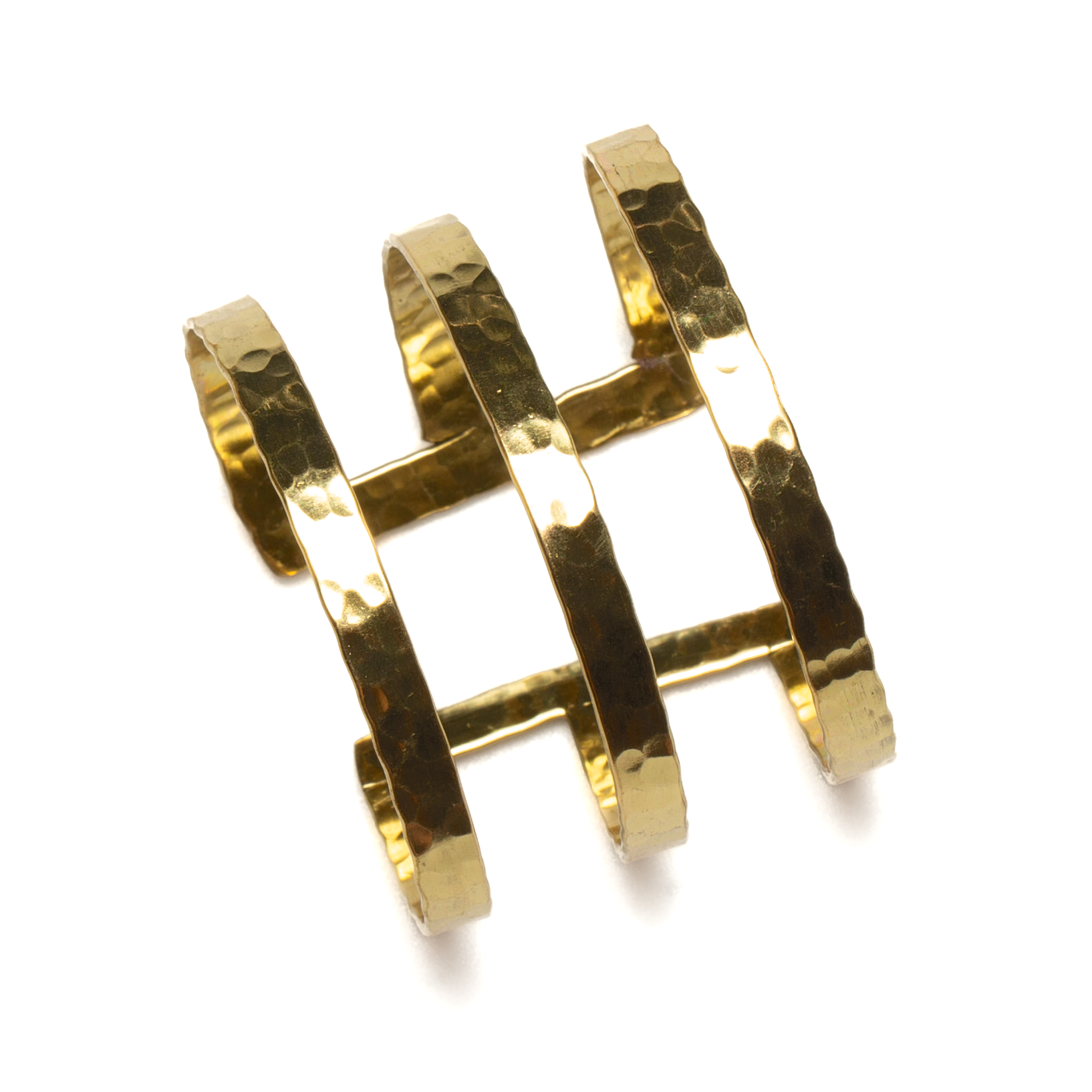 Gold three bar cuff bracelet minimalist artisan jewelry