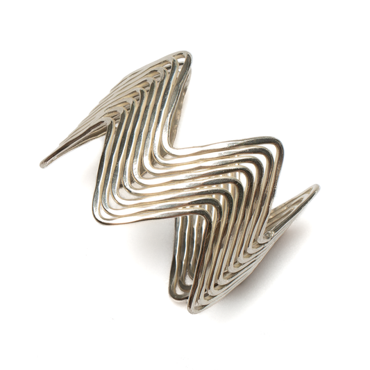 Handmade silver wave cuff bracelet boho style