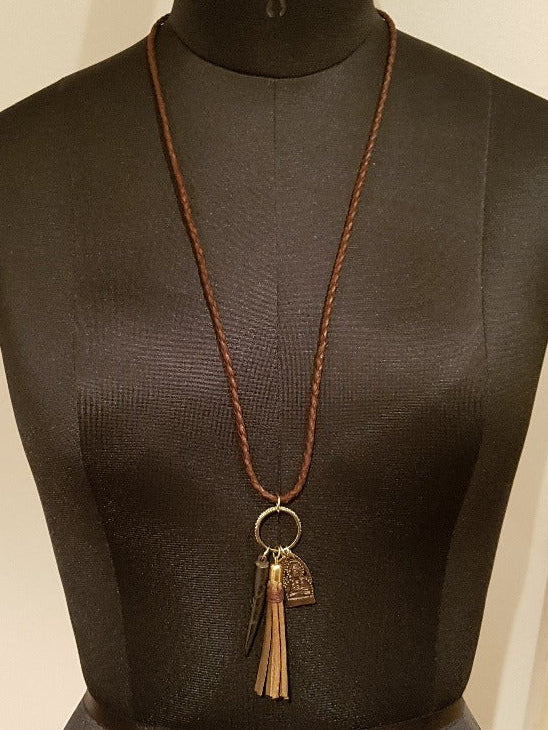 Handcrafted braided leather necklace and choker — bohemian spiritual jewelry made in India by Guru For Life