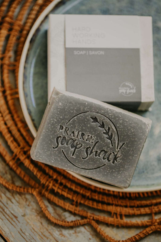 Pumice and essential oil soap for removing grease, dirt and tough grime naturally