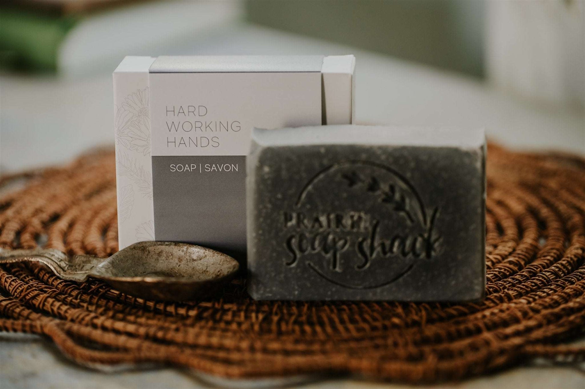 Natural pumice and clay hand soap close-up showing exfoliating texture detail