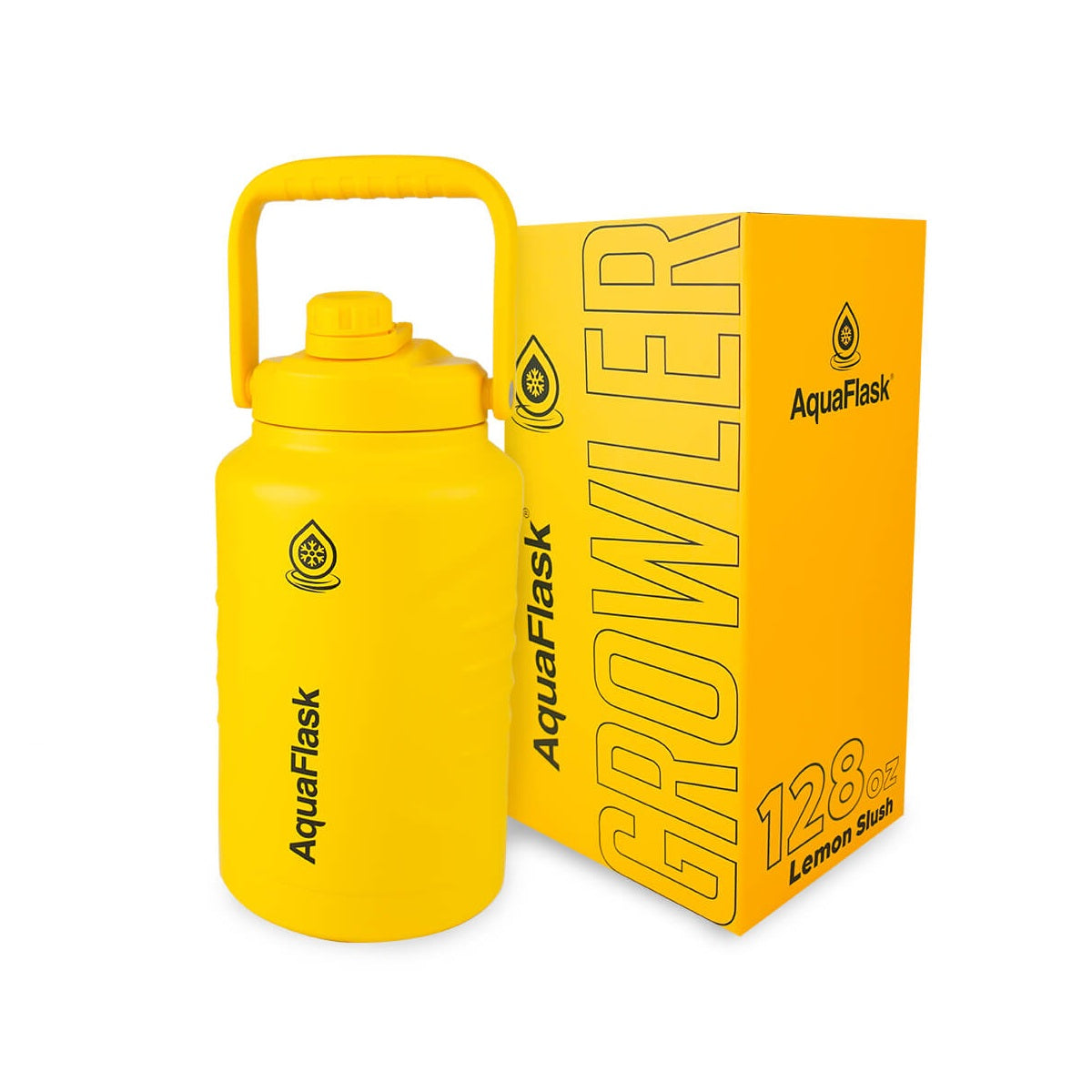 yellow Leak-proof AquaFlask Original 128oz stainless steel water jug