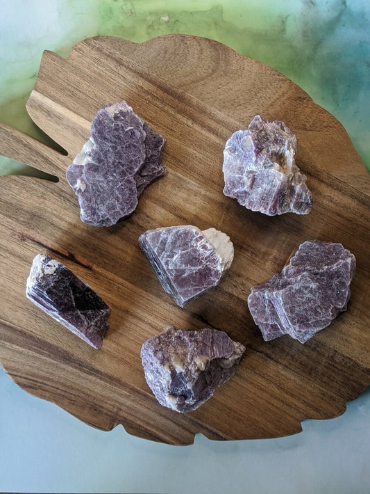 Calming and anxiety-relieving lepidolite chunks for emotional balance and restful sleep