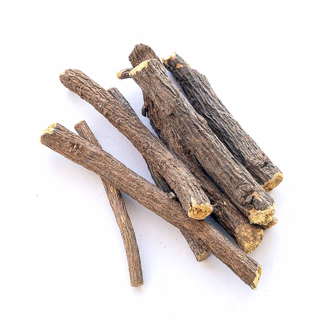 Whole licorice root sticks by Rayhana Organics — dried botanical for natural sweetening and wellness remedies