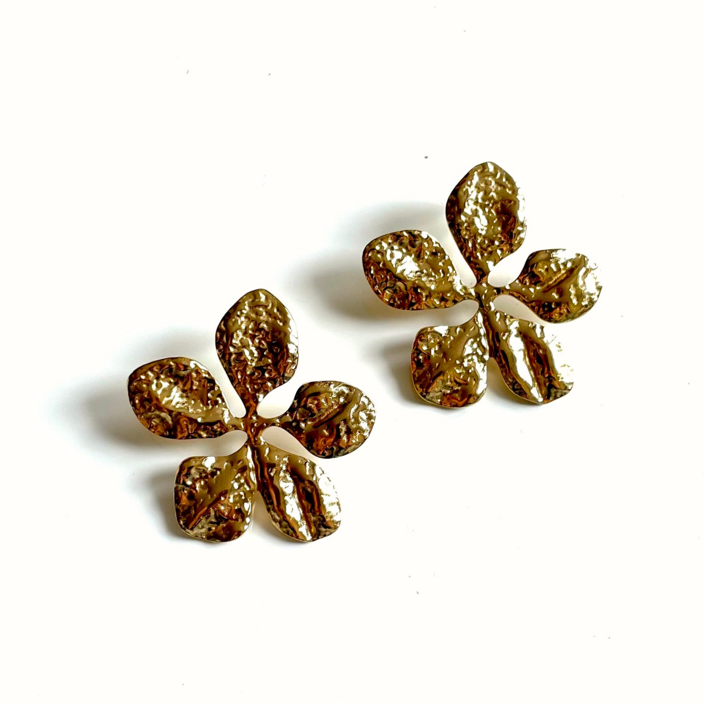 Large flower stud earrings boho floral artisan jewelry close up