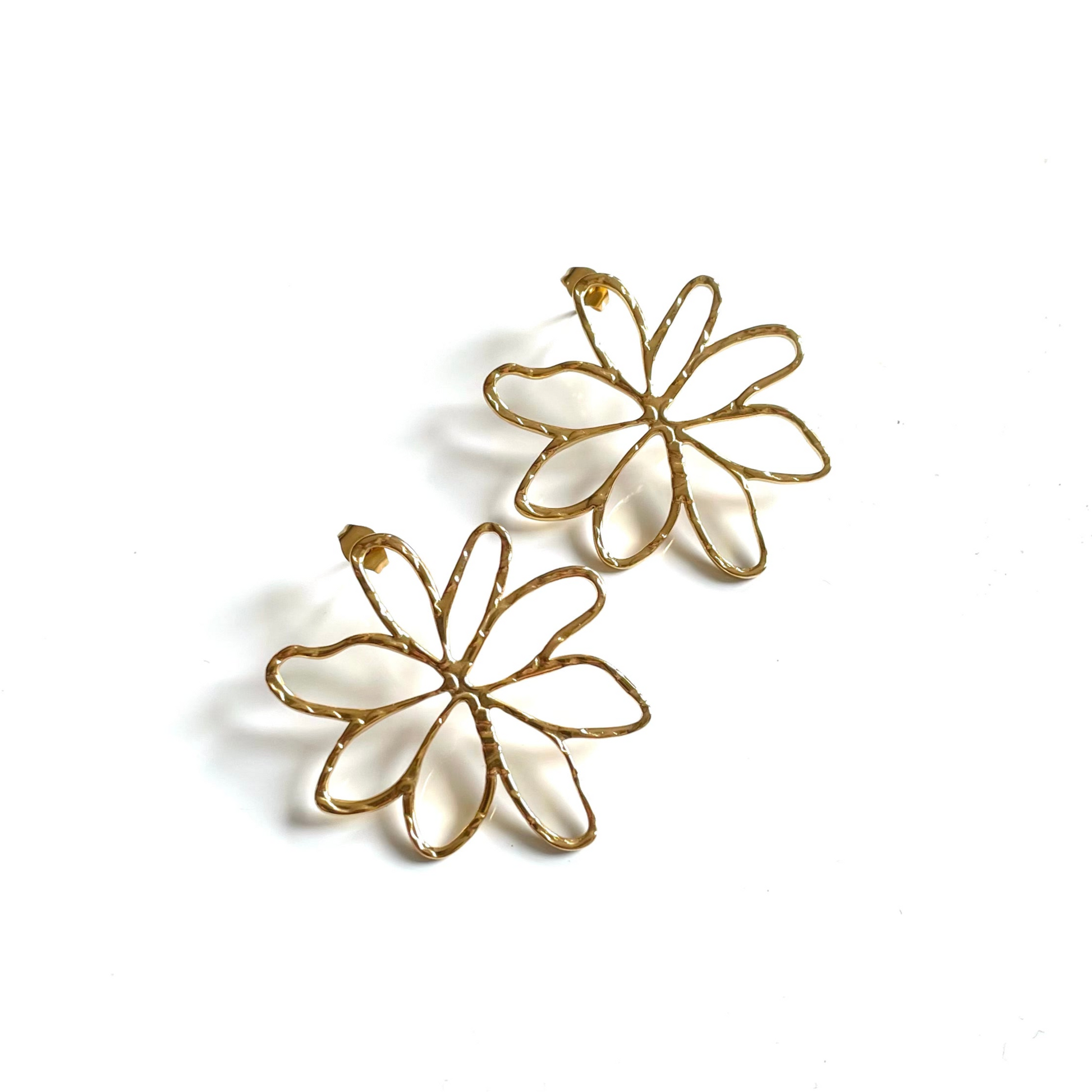 Open flower stud earrings boho floral artisan jewelry handmade in Bali 
