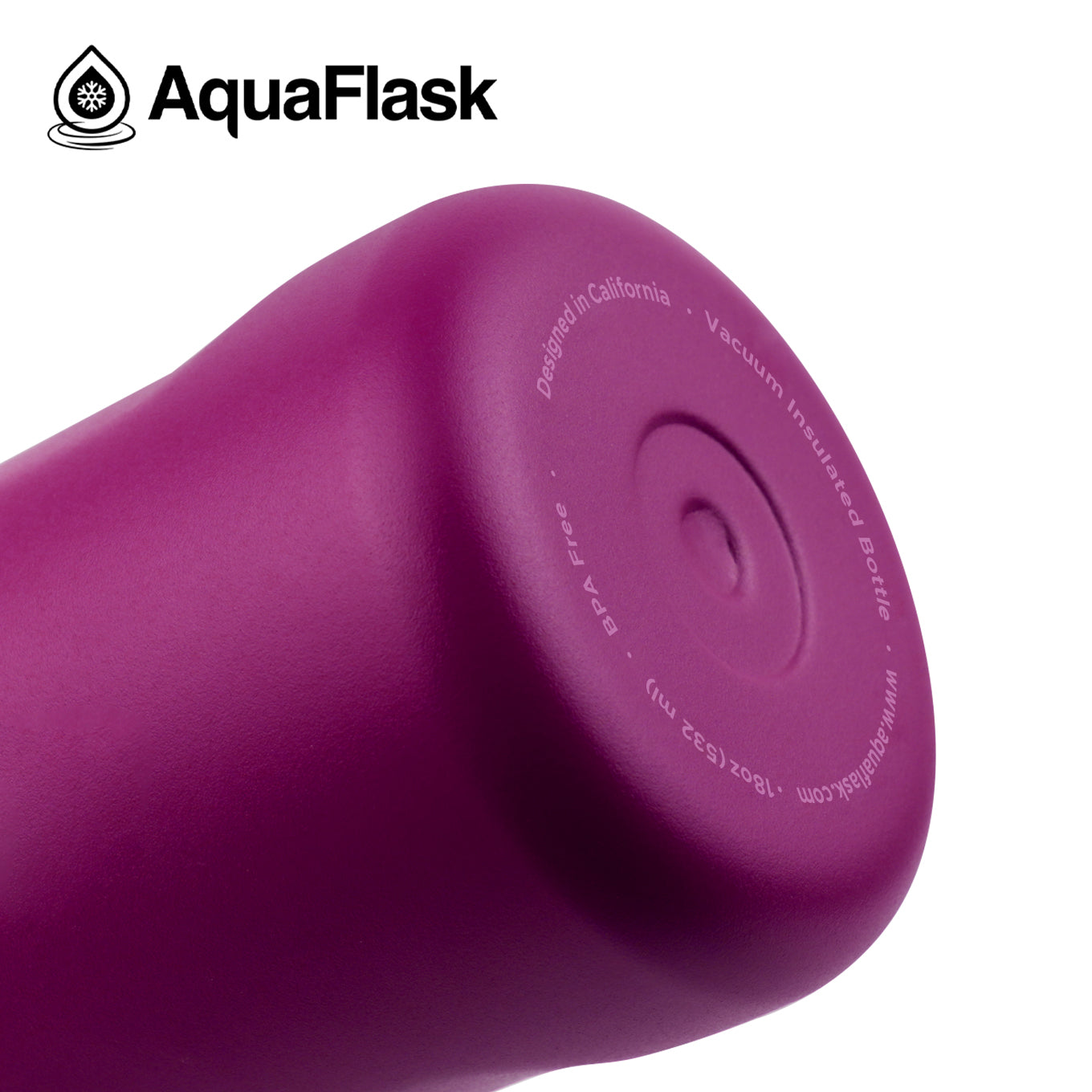 AquaFlask Original 18oz in bold colour lifestyle photography bottom of bottle