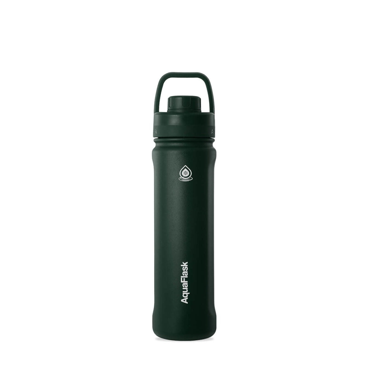 dark green AquaFlask Sports 22oz showing colour variants and sports lid detail