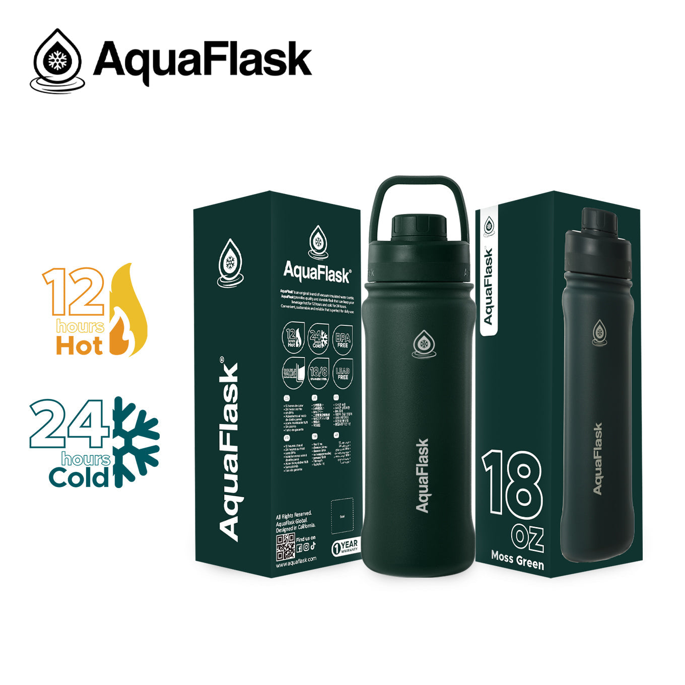 green AquaFlask Original 530ml for sports, fitness and active hydration