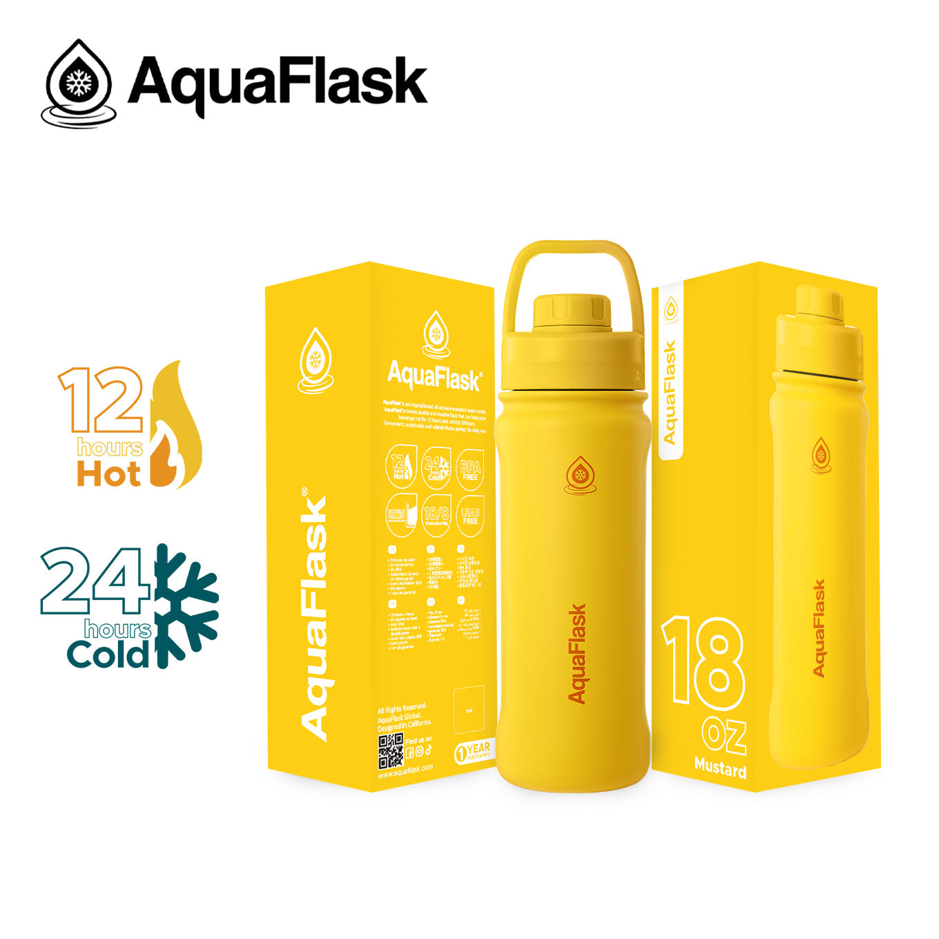 yellow AquaFlask Original 530ml for maximum hydration on long outdoor adventures