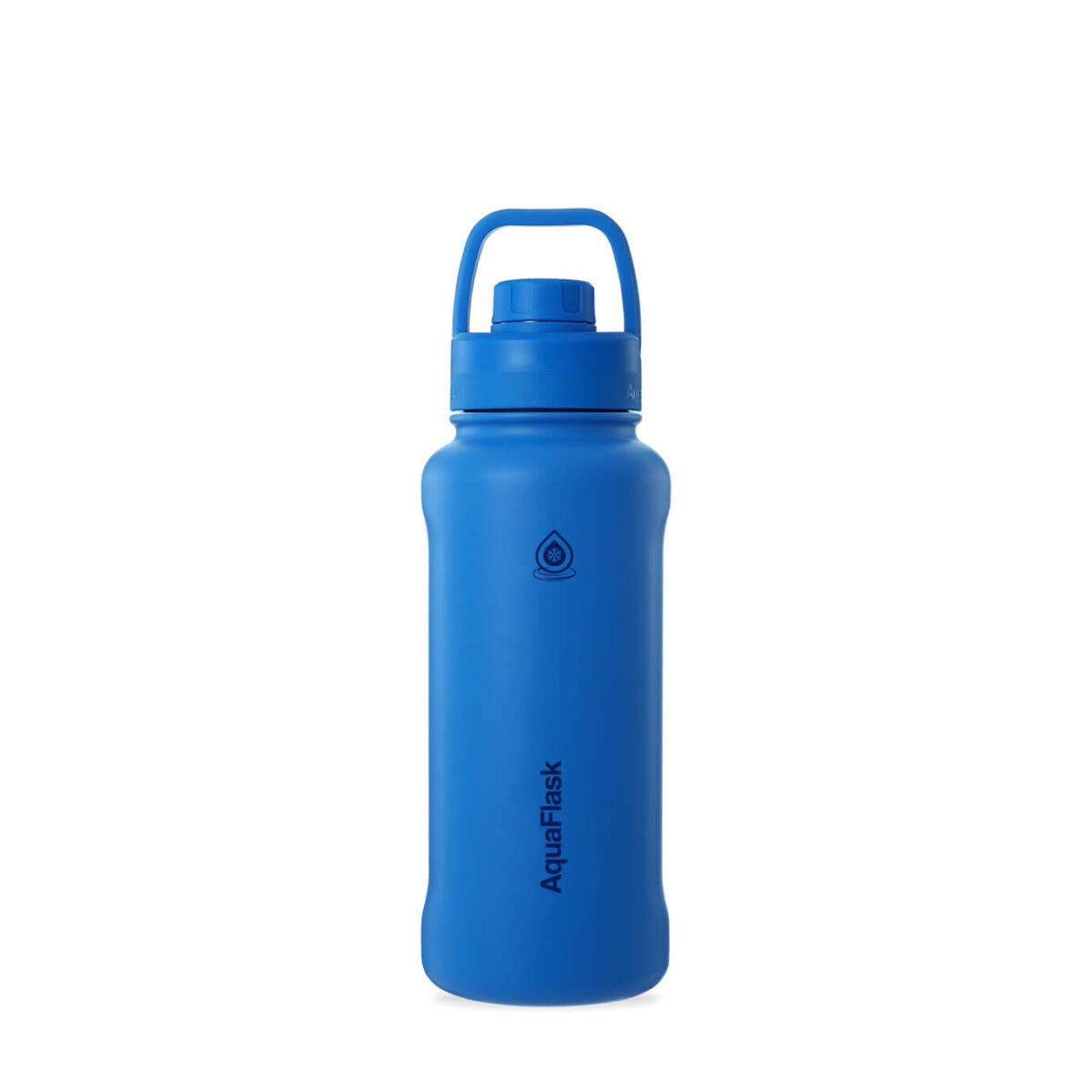blue AquaFlask 32oz in lifestyle setting for travel and adventure