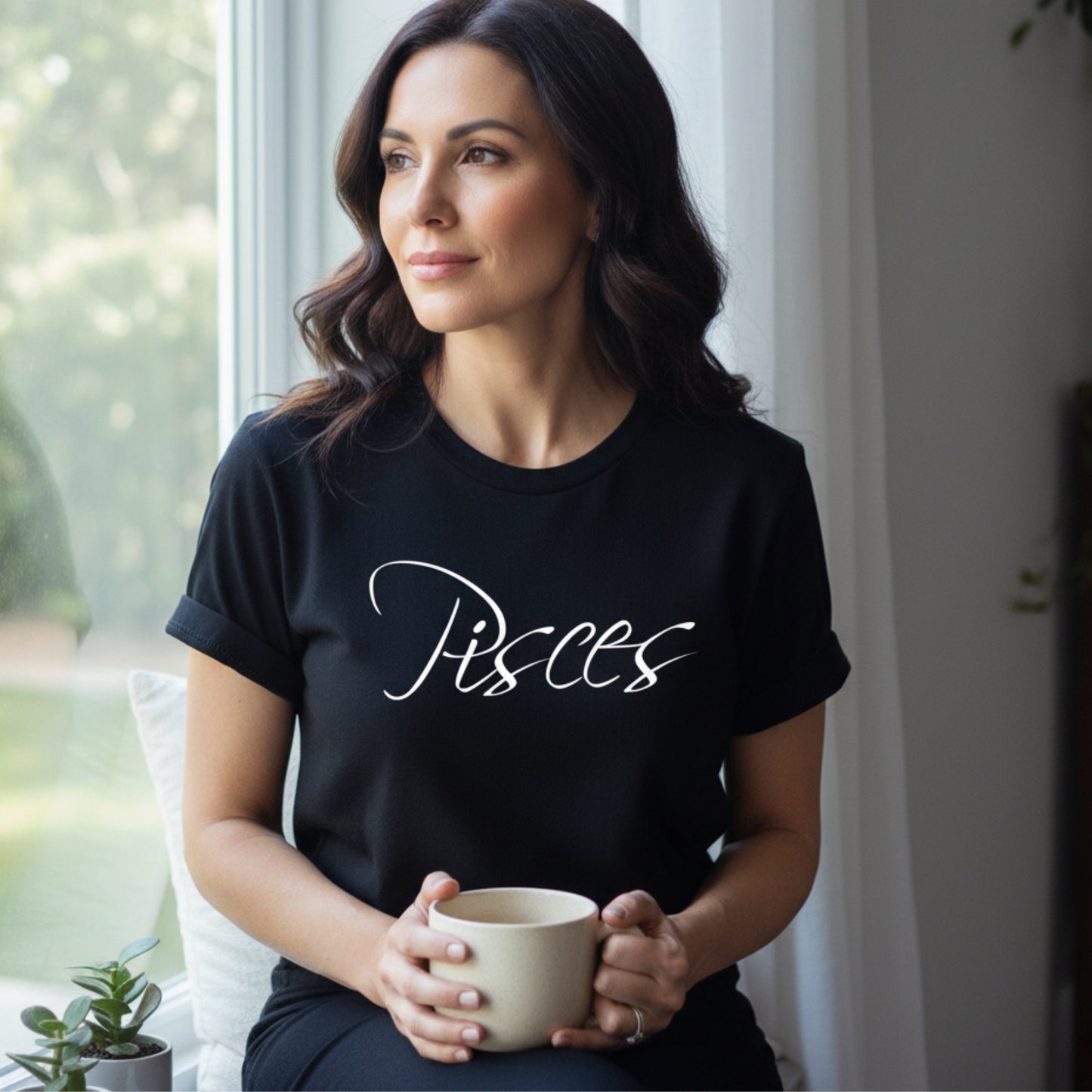Women's Pisces water sign t-shirt — dreamy, empathetic, deeply creative — February March birthday gift for her