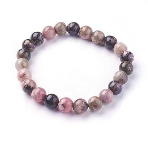 Rhodonite gemstone bead bracelet by Crystals and Sun Signs Co — self-love gift for her