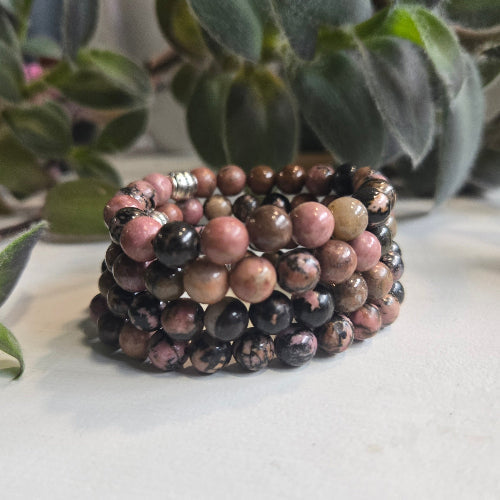 Rhodonite healing gemstone bracelet — self-love and compassion crystal bracelet for women