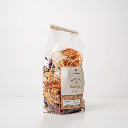 Warming root tea — spiced herbal citrus blend for digestive support and grounding wellness rituals