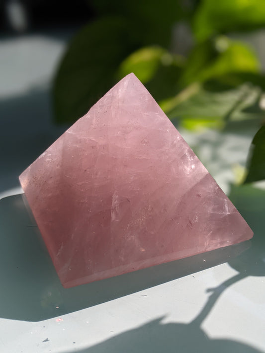 Heart-opening and love-attracting rose quartz pyramid for amplifying love and compassion