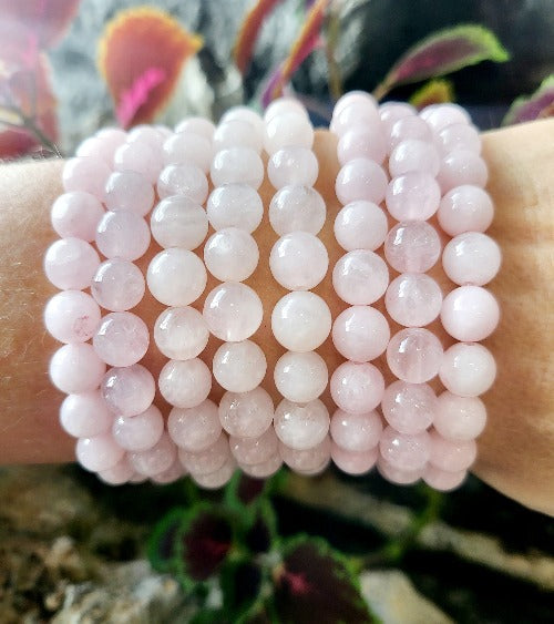 Rose Quartz pink gemstone bead bracelet — love and compassion crystal bracelet handcrafted in Canada
