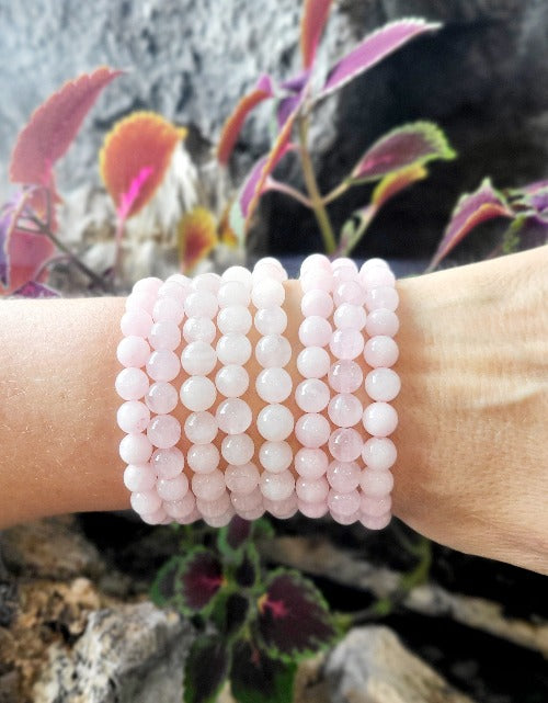 Rose Quartz pink healing gemstone bracelet — heart chakra crystal bracelet for women