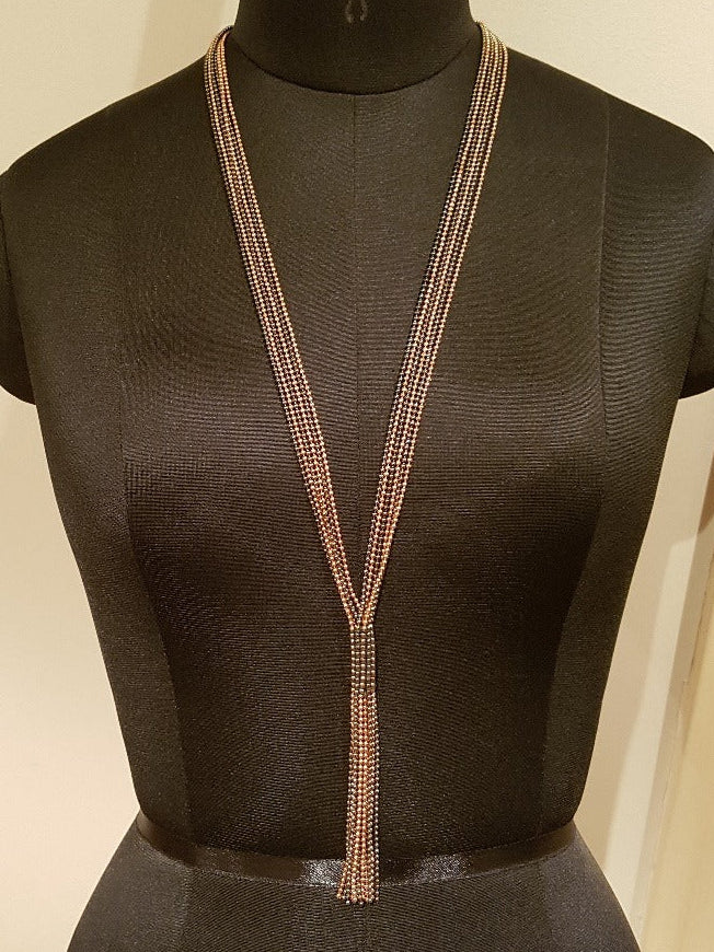 Handcrafted copper metallic tassel necklace — bohemian statement jewelry made in India