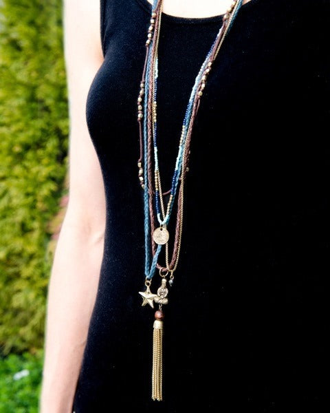 Handcrafted sitting Buddha chain necklace with pendant — ethically sourced bohemian spiritual jewelry made in India by