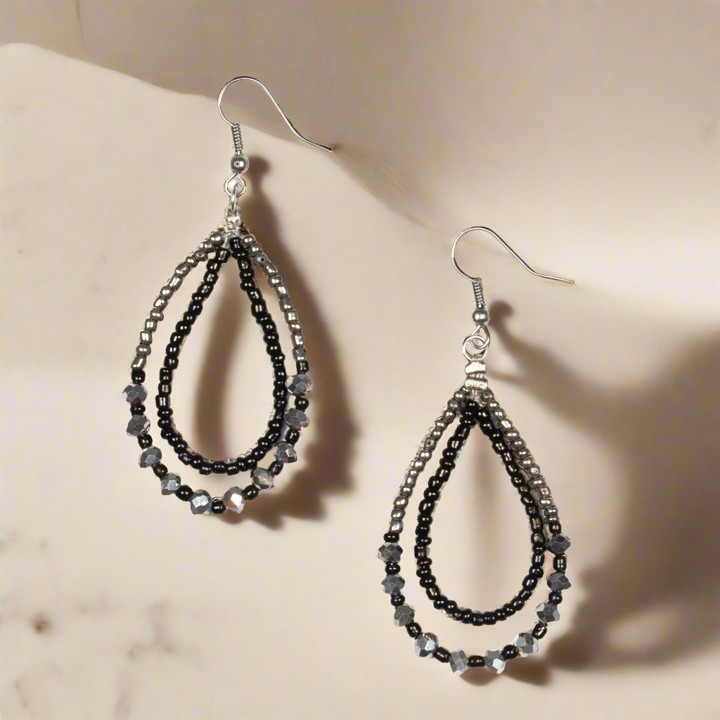 Crystal bead teardrop drop earrings — ethically sourced bohemian jewelry from Bali