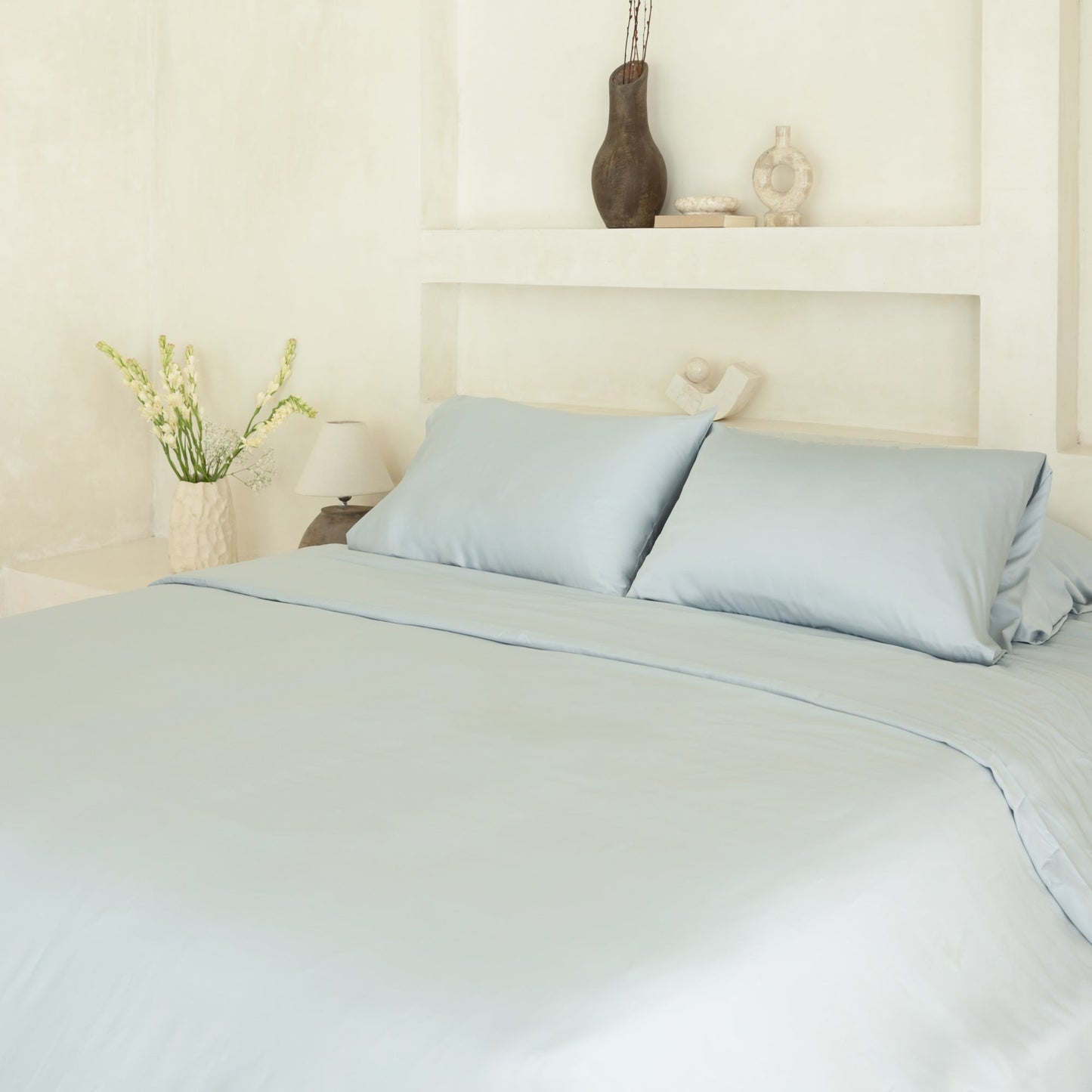 Organic bamboo sateen duvet cover set — housewarming or birthday gift for her
