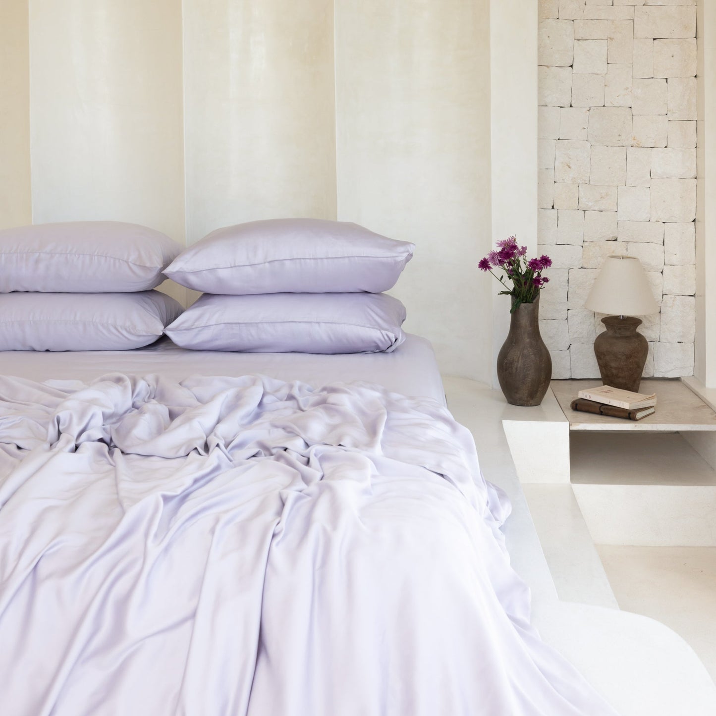 Misty Lilac bamboo sateen duvet cover — soft breathable luxury bedding