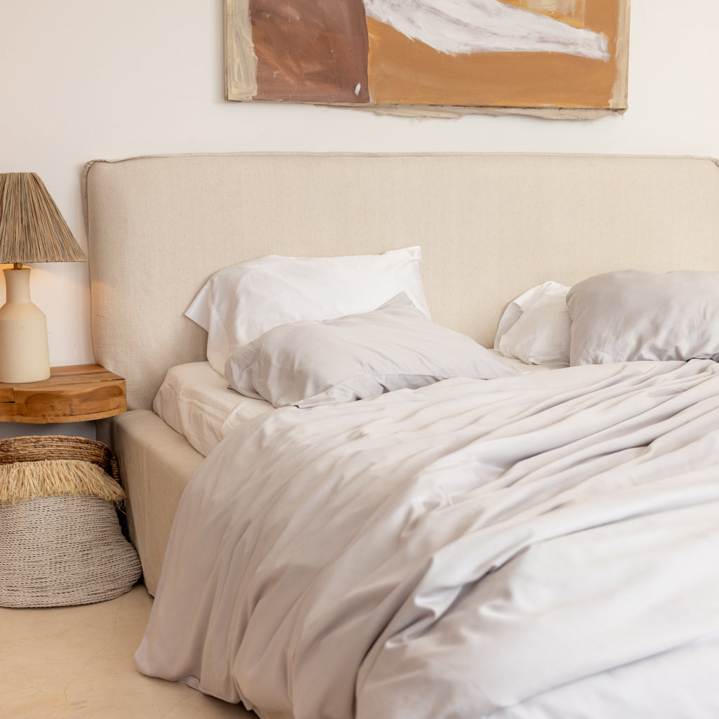 Stone bamboo sateen duvet cover set — soft breathable 300TC sateen weave