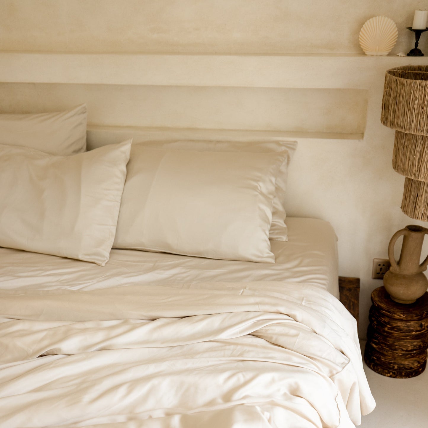 Organic bamboo sateen duvet cover in Oatmeal — luxury bedding by Aeptom Home