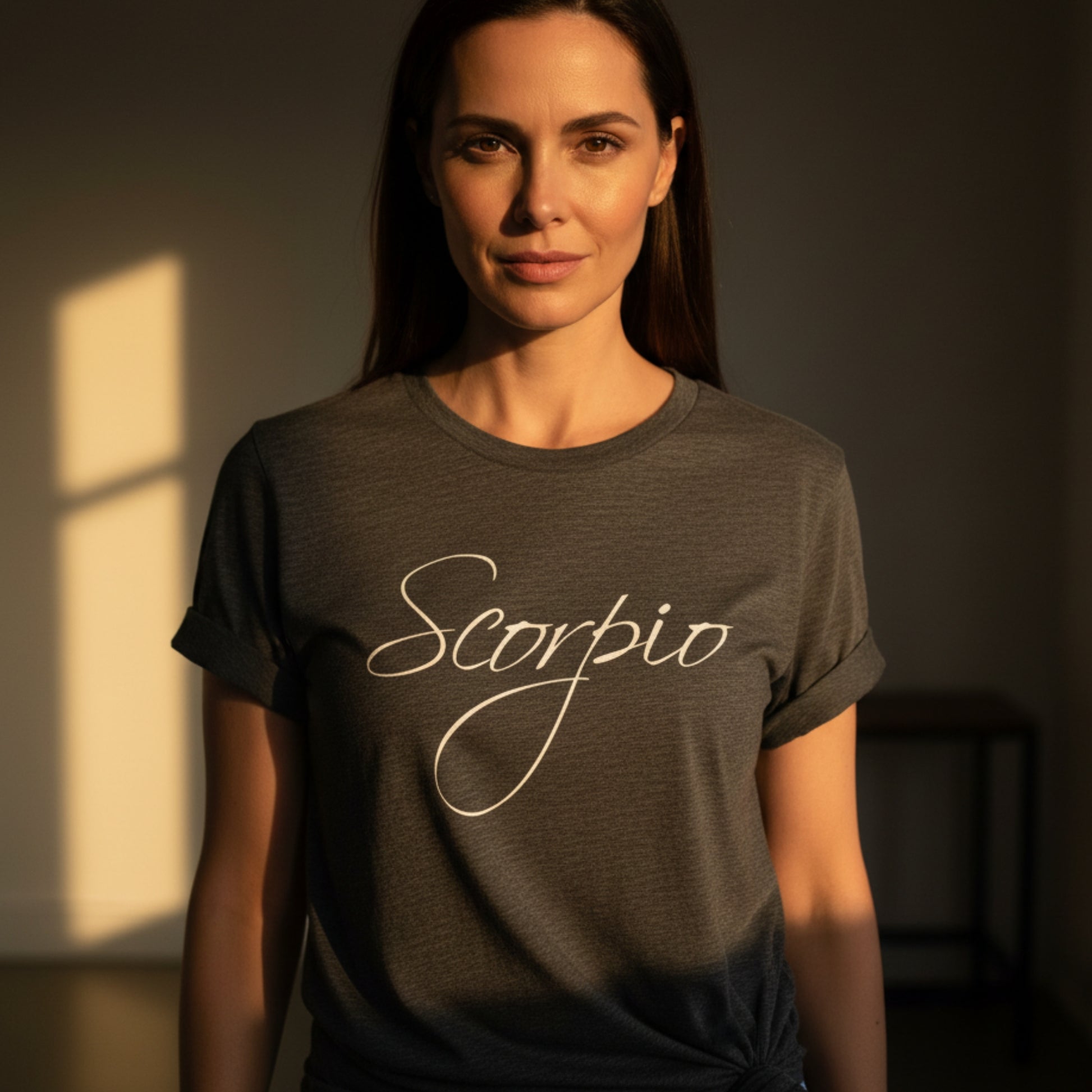 Women's Scorpio water sign t-shirt — intense, intuitive, fiercely loyal — October November birthday gift for her