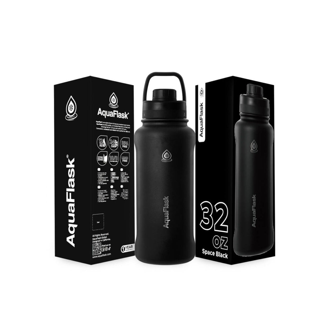black AquaFlask 32oz for travel, commuting and on-the-go hydration