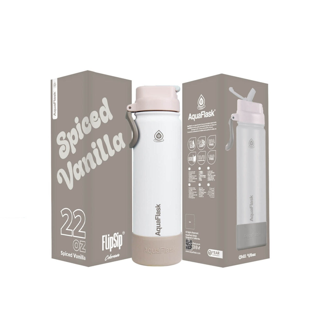 white Bold and colourful AquaFlask Colorwave 22oz flip sip water bottle