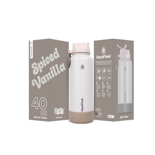 Vibrant AquaFlask Colorwave 40oz flip sip insulated stainless steel water bottle white