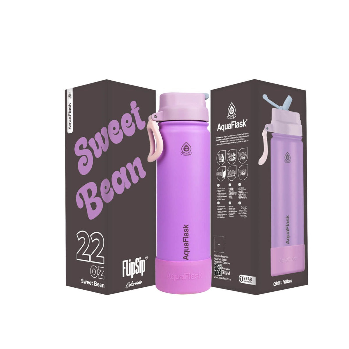 puple Reusable AquaFlask Colorwave flip sip bottle in vibrant colour options