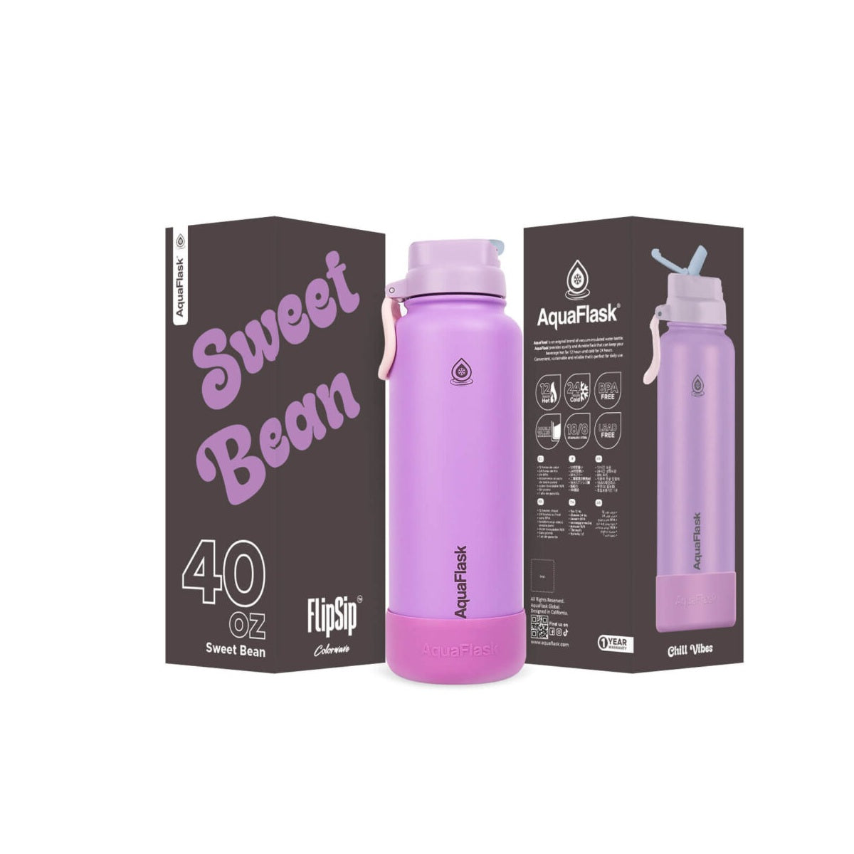 purple Reusable AquaFlask Colorwave flip sip 40oz in vibrant colour options
