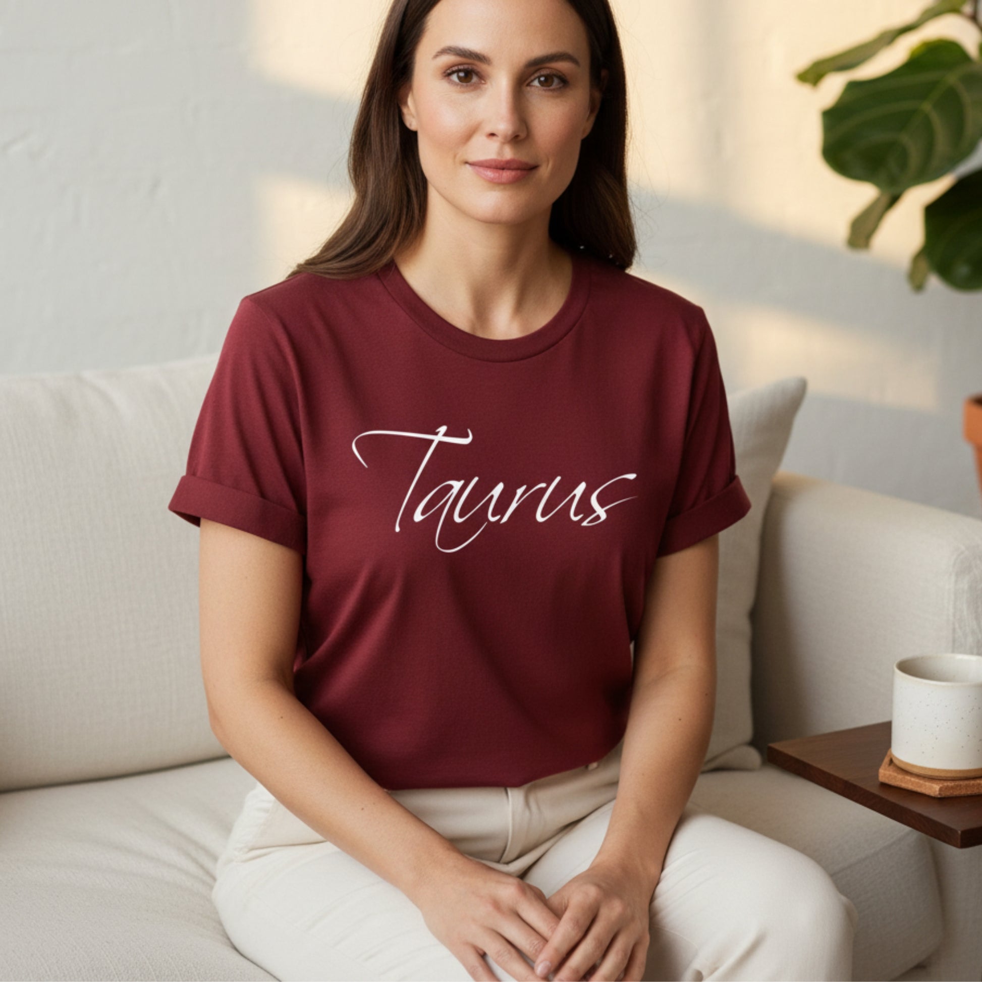 Women's Taurus earth sign t-shirt — patient, devoted, unapologetically indulgent — April May birthday gift for her