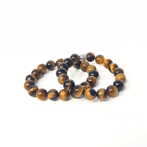 Tiger Eye gemstone bracelet for men — unisex grounding and strength crystal bracelet