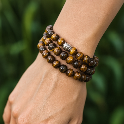 Tiger Eye gemstone healing bracelet from Red Deer — golden brown crystal bracelet for courage and confidence