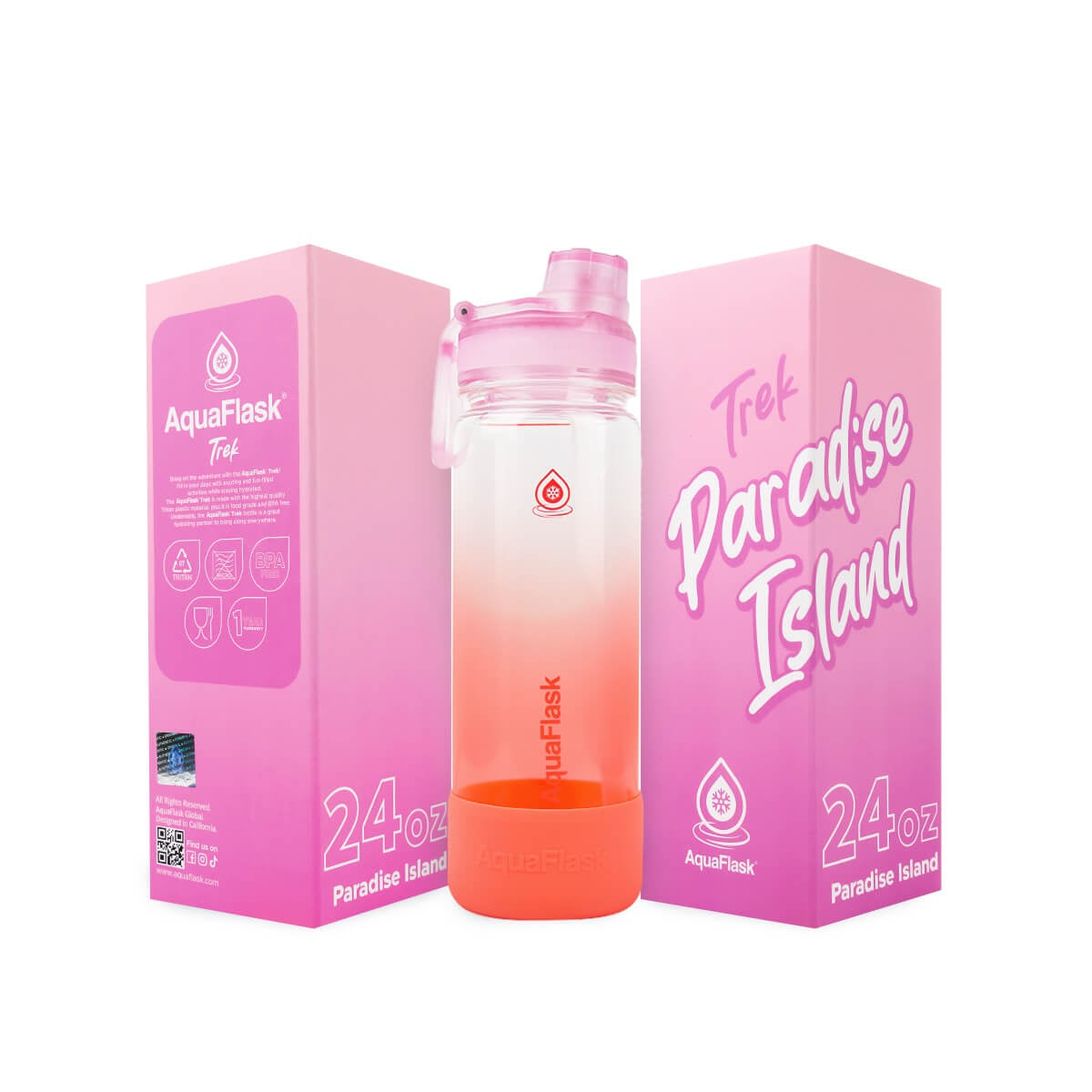 pink orange AquaFlask Trek V2 40oz leak-proof reusable bottle for sports and travel
